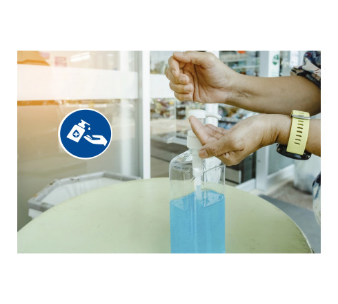 Panneau PVC adhésif antidérapant Gel main obligatoire 20 cm