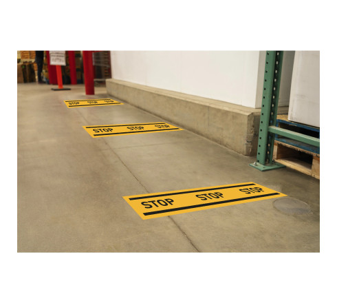 Panneau PVC adhésif antidérapant Obligation stop 100 cm
