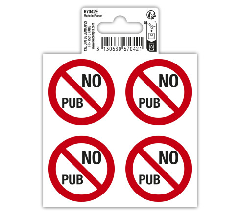 Panneau PVC adhésif antidérapant No pub (4x) 10 cm