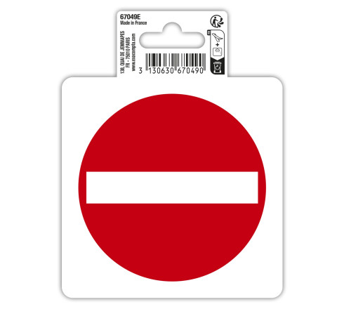 Panneau PVC adhésif antidérapant Sens interdit 10 cm