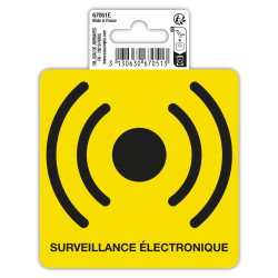Panneau PVC adhésif antidérapant Surveillance Electronique 10x10 cm