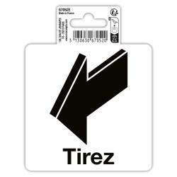 Panneau PVC adhésif antidérapant flèches tirez 10 cm