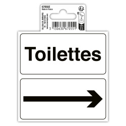 Panneau PVC adhésif antidérapant Toilettes avec flèche 10 cm