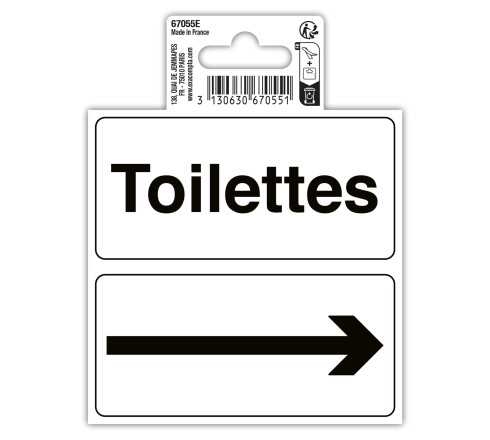 Panneau PVC adhésif antidérapant Toilettes avec flèche 10 cm