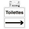 Panneau PVC adhésif antidérapant Toilettes avec flèche 10 cm