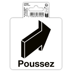 Panneau PVC adhésif antidérapant Flèche poussez 10 cm