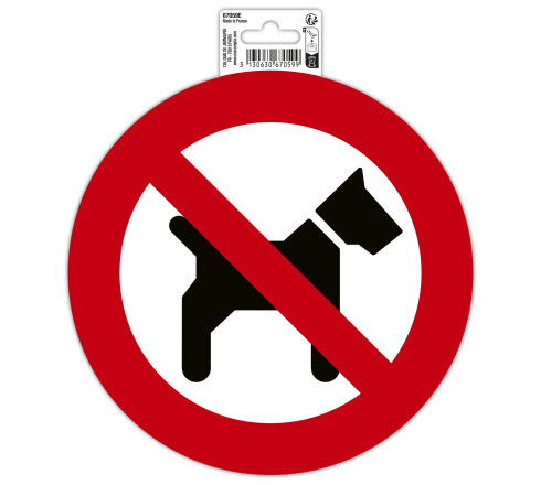 Panneau PVC adhésif antidérapant Interdit aux chiens 20 cm