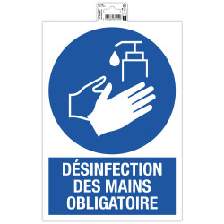 Panneau PVC adhésif antidérapant Désinfection obligatoire 23 x 33 cm