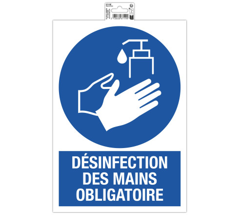 Panneau PVC adhésif antidérapant Désinfection obligatoire 23 x 33 cm