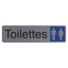 Plaque adhésive imitation aluminium Toilettes dame / homme 16,5X4,4 cm