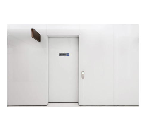 Plaque adhésive imitation aluminium Toilettes dame / homme 16,5X4,4 cm