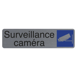 Plaque adhésive imitation aluminium Surveillance camera 16,5X4,4 cm