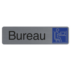Plaque adhésive imitation aluminium Bureau 16,5X4,4 cm