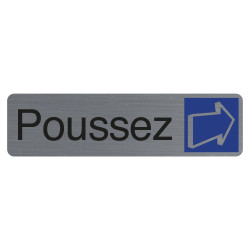 Plaque adhésive imitation aluminium Poussez 16,5X4,4 cm