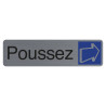Plaque adhésive imitation aluminium Poussez 16,5X4,4 cm