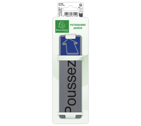 Plaque adhésive imitation aluminium Poussez 16,5X4,4 cm