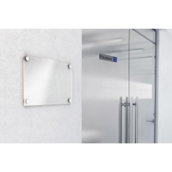 Plaque adhésive imitation aluminium Poussez 16,5X4,4 cm