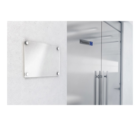 Plaque adhésive imitation aluminium Poussez 16,5X4,4 cm