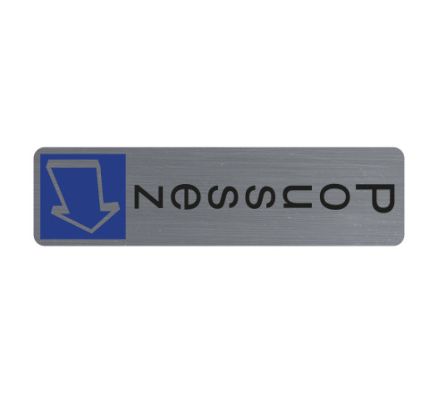 Plaque verticale adhésive imitation aluminium Poussez 4,4x16,5 cm