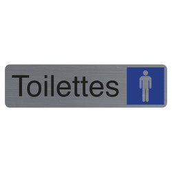 Plaque adhésive imitation aluminiumToilettes homme 16,5X4,4 cm