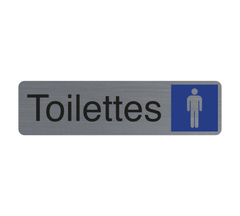 Plaque adhésive imitation aluminiumToilettes homme 16,5X4,4 cm