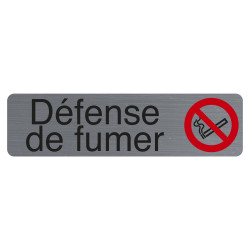Plaque adhésive imitation aluminium Défenser de fumer 16,5X4,4 cm