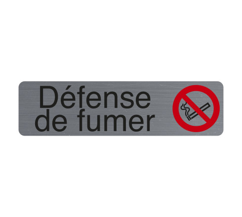 Plaque adhésive imitation aluminium Défenser de fumer 16,5X4,4 cm