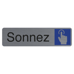 Plaque adhésive imitation aluminium Sonnez 16,5X4,4 cm