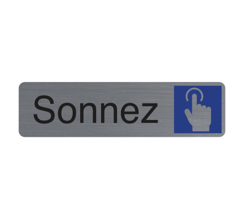 Plaque adhésive imitation aluminium Sonnez 16,5X4,4 cm