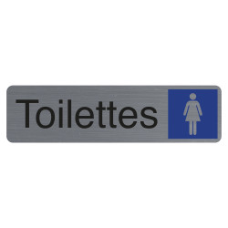 Plaque adhésive imitation aluminium Toilettes dame 16,5X4,4 cm