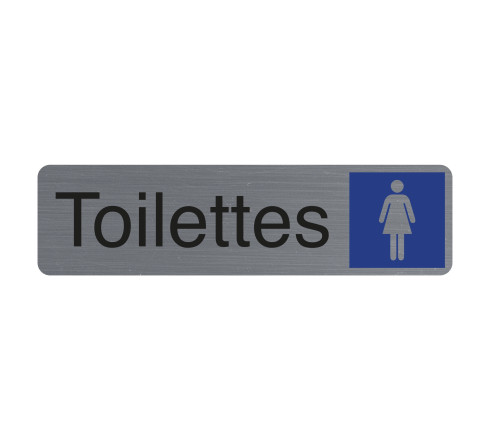 Plaque adhésive imitation aluminium Toilettes dame 16,5X4,4 cm