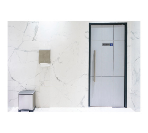 Plaque adhésive imitation aluminium Toilettes dame 16,5X4,4 cm