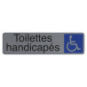Plaque adhésive imitation aluminium Toilettes handicapés 16,5X4,4 cm