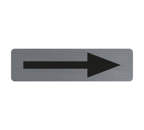 Plaque adhésive imitation aluminium Flèche noire 16,5X4,4 cm