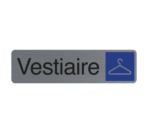 Plaque adhésive imitation aluminium Vestiaire 16,5X4,4 cm