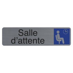 Plaque adhésive imitation aluminium Salle d'attente 16,5X4,4 cm