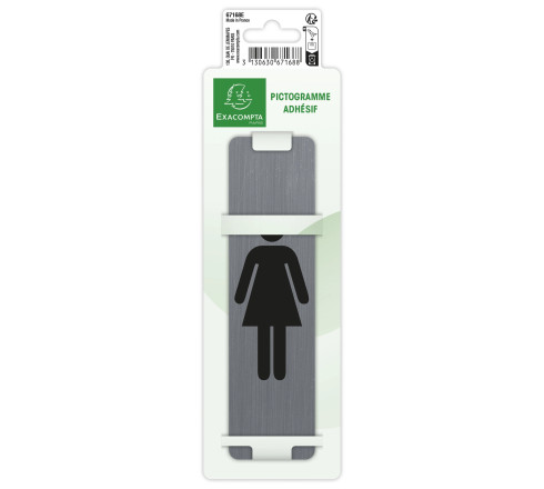 Plaque verticale adhésive imitation aluminium Dame 16,5X4,4 cm