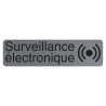 Plaque adhésive imitation aluminium Surveillance électronique 16,5X4,4 cm