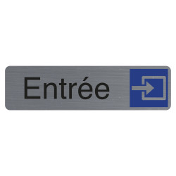 Plaque adhésive imitation aluminium Entrée 16,5X4,4 cm