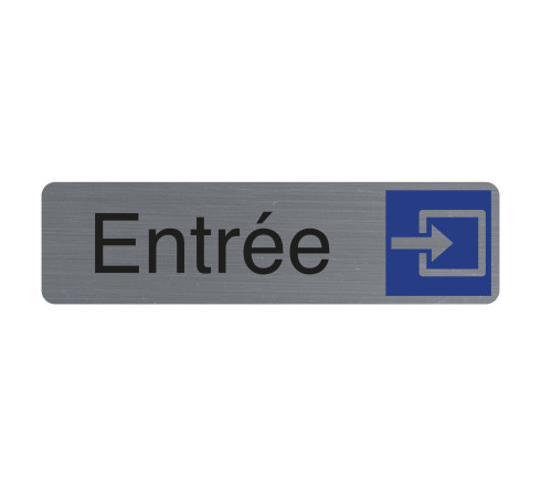 Plaque adhésive imitation aluminium Entrée 16,5X4,4 cm