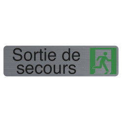 Plaque adhésive imitation aluminium Sortie de secours 16,5X4,4 cm