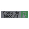 Plaque adhésive imitation aluminium Sortie de secours 16,5X4,4 cm
