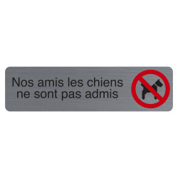 Plaque adhésive imitation aluminium Nos amis les chiens 16,5X4,4 cm