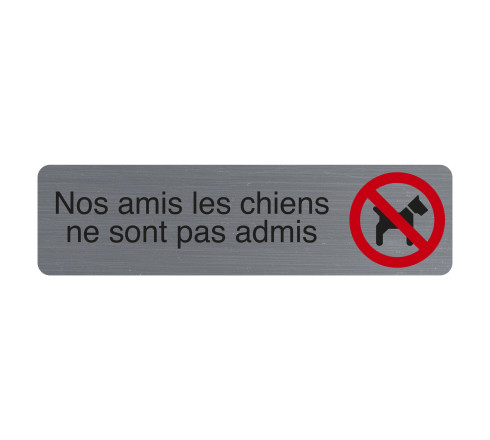 Plaque adhésive imitation aluminium Nos amis les chiens 16,5X4,4 cm