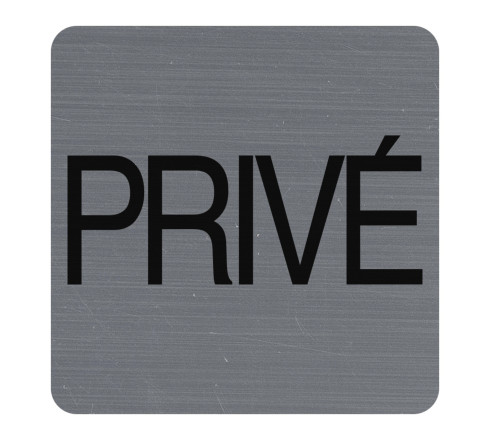 Plaque adhésive imitation aluminium Privé 7,5x7,5 cm