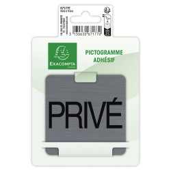 Plaque adhésive imitation aluminium Privé 7,5x7,5 cm