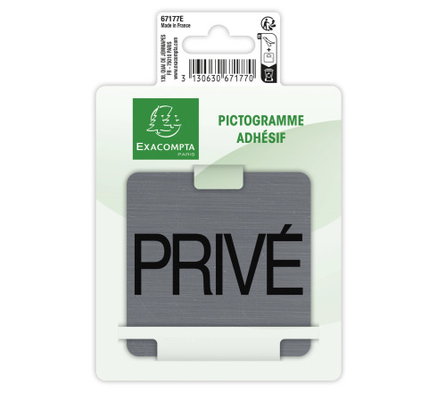 Plaque adhésive imitation aluminium Privé 7,5x7,5 cm