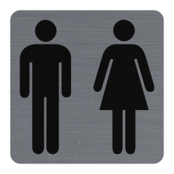 Plaque adhésives imitation aluminiumToilettes dame / homme 7,5x7,5 cm