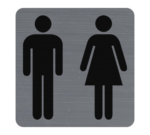 Plaque adhésives imitation aluminiumToilettes dame / homme 7,5x7,5 cm