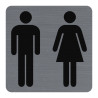 Plaque adhésives imitation aluminiumToilettes dame / homme 7,5x7,5 cm